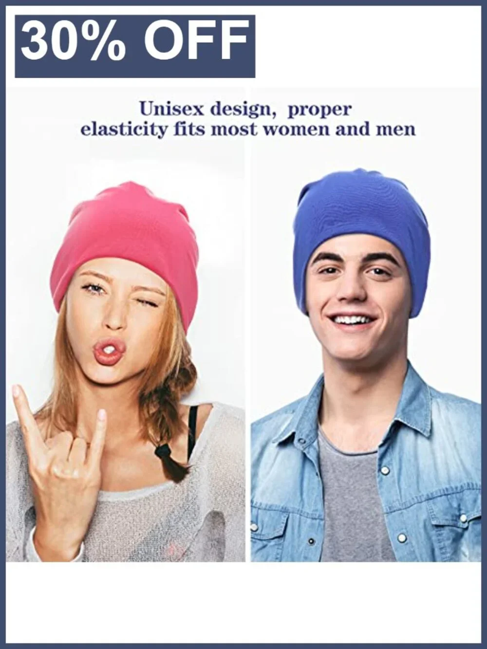 5 Pack Unisex Slouchy Beanie Hats Lightweight Polyester Chemo Sleep Caps